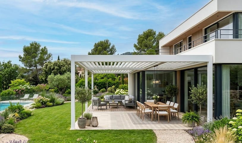 Pérgola moderna limpia y renovada